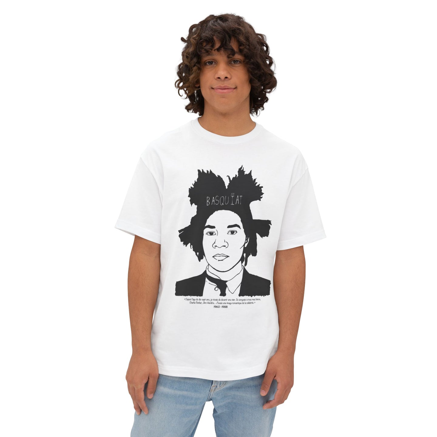 Unisex Oversized Boxy Tee - Basquiat Graphic Art Tee - Streetwear Style