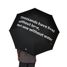 Load image into Gallery viewer, Black Semi-Automatic Foldable Umbrella - &#39;Without Care, Without Water&#39; Design
