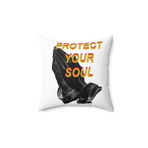 Chic Protect Your Soul Pillow, Cozy Home Decor, Spiritual Gift, Meditation Cushion, Bohemian Accent, Prayer Pillow