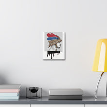 Load image into Gallery viewer, Artistic Stretched Canvas - Vibrant Warrior with Feathers and Paint Drips
