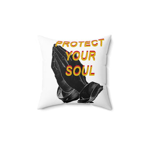 Chic Protect Your Soul Pillow, Cozy Home Decor, Spiritual Gift, Meditation Cushion, Bohemian Accent, Prayer Pillow