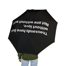 Load image into Gallery viewer, Black Semi-Automatic Foldable Umbrella - &#39;Without Care, Without Water&#39; Design
