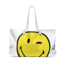 Load image into Gallery viewer, Inspirational Weekender Bag, Tote for Travel, Supportive Gift, Beach Bag, Funny Luggage, Humor, Smiley Design
