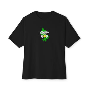 Relaxed Fit Tee, Blame Society Not God, Unisex Tshirt, Oversized Box Tee, Loose Fit Top, Graphic Tee for Men Women, Statement Tee