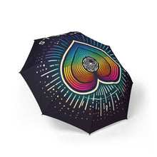 Load image into Gallery viewer, Colorful Heart Pattern Semi-Automatic Foldable Umbrella, Rainbow Umbrella, Unique Gift, Travel Gear, Festival Accessories, Stylish Umbrellas

