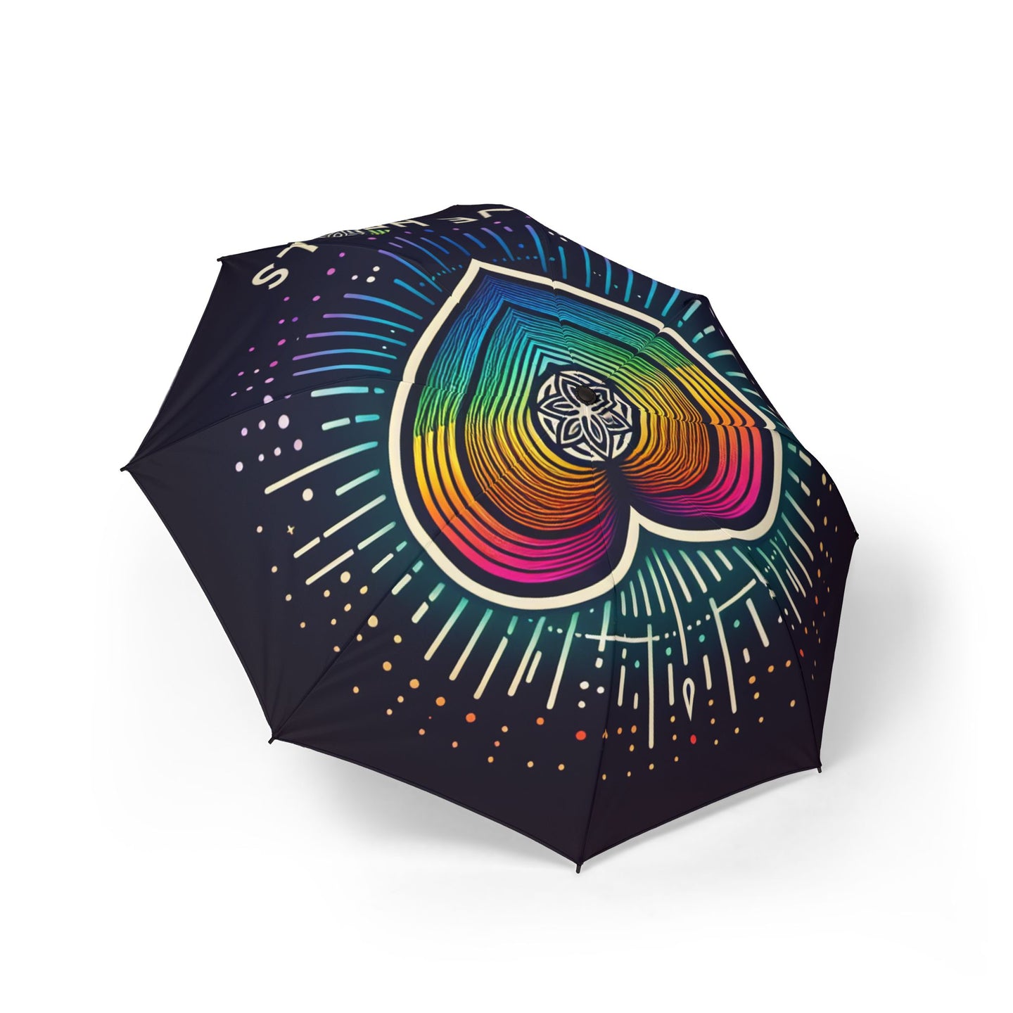 Colorful Heart Pattern Semi-Automatic Foldable Umbrella, Rainbow Umbrella, Unique Gift, Travel Gear, Festival Accessories, Stylish Umbrellas