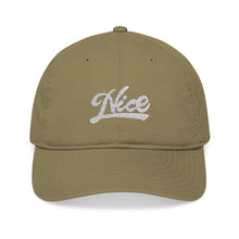 Load image into Gallery viewer, Organic Embroidered Baseball Cap - &#39;Life is Nice&#39; Front &amp; Smiley Back
