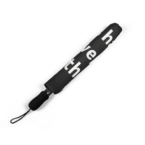 Black Semi-Automatic Foldable Umbrella - 'Without Care, Without Water' Design