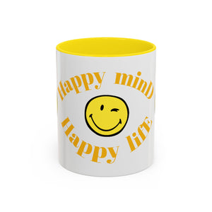 Mug - Happy Mind Happy Life Accent Coffee Mug (11, 15oz)