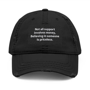 Inspirational Distressed Dad Hat | Motivational Cap for Supportive Friends, Gifts for Dads, Casual Wear, Everyday Style, Black Hat