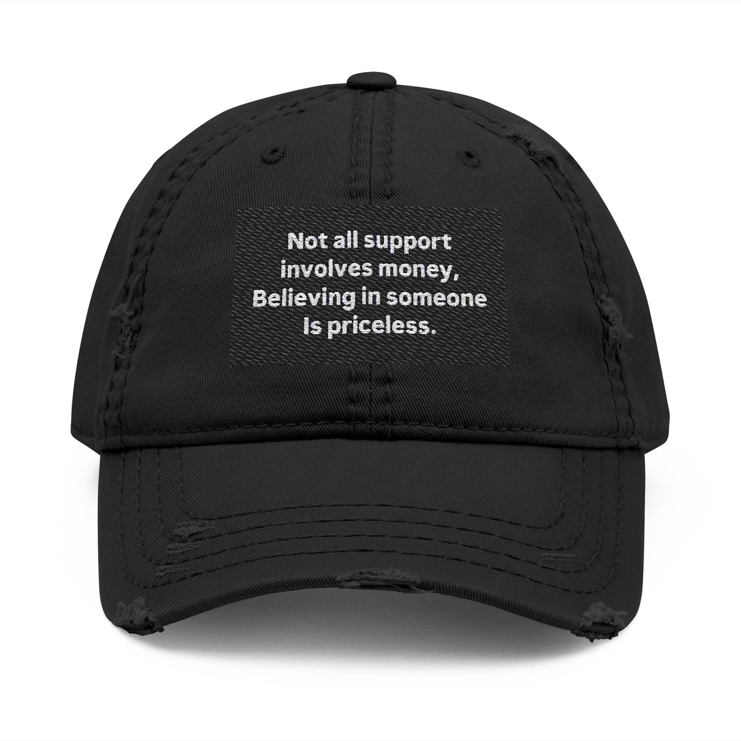 Inspirational Distressed Dad Hat | Motivational Cap for Supportive Friends, Gifts for Dads, Casual Wear, Everyday Style, Black Hat