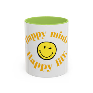 Mug - Happy Mind Happy Life Accent Coffee Mug (11, 15oz)