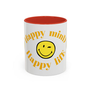 Mug - Happy Mind Happy Life Accent Coffee Mug (11, 15oz)
