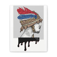 Load image into Gallery viewer, Artistic Stretched Canvas - Vibrant Warrior with Feathers and Paint Drips

