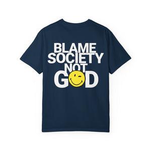 Vintage blame Society Unisex Garment-Dyed T-shirt, Graphic Tee, Hipster Shirt, Retro Clothing, Boho Top