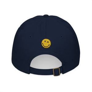 Organic Embroidered Baseball Cap - 'Life is Nice' Front & Smiley Back