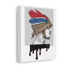 Load image into Gallery viewer, Artistic Stretched Canvas - Vibrant Warrior with Feathers and Paint Drips

