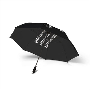 Black Semi-Automatic Foldable Umbrella - 'Without Care, Without Water' Design