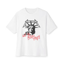 Load image into Gallery viewer, Unisex Oversized Boxy Tee - &#39;Born Free&#39; Graphic Tee for Freedom Lovers
