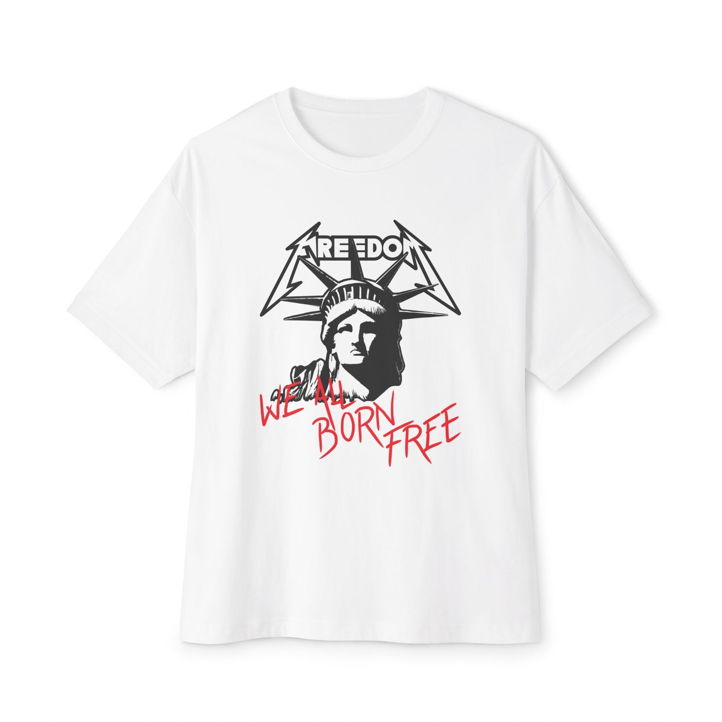 Unisex Oversized Boxy Tee - 'Born Free' Graphic Tee for Freedom Lovers