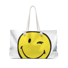 Load image into Gallery viewer, Inspiring Weekender Bag with Quote and Smiley Face Design
