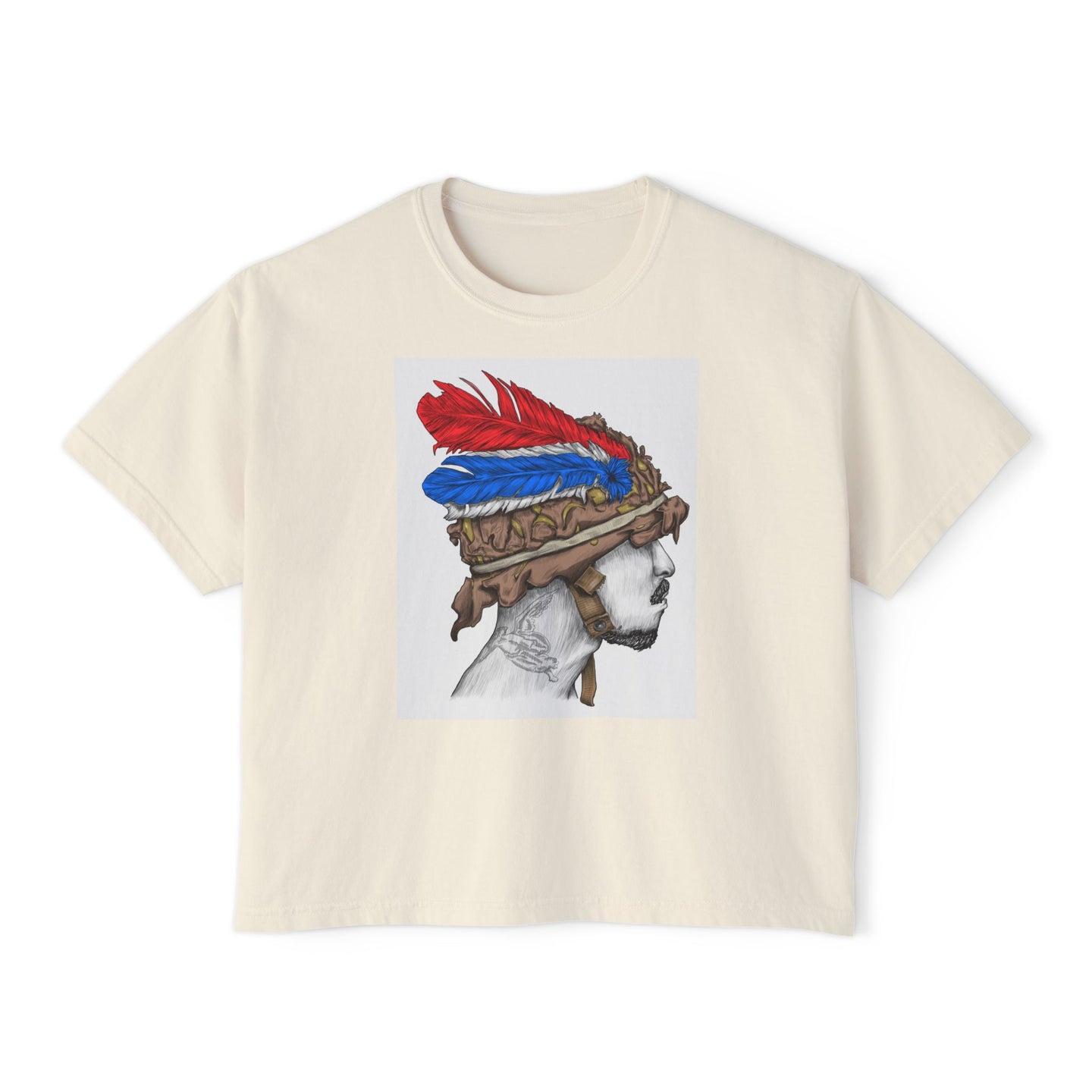 Bohemian Women's Boxy Tee with Artistic Design