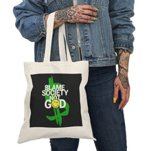 Load image into Gallery viewer, Eco-Friendly Tote Bag - Blame Society Not God, Reusable Shopping Bag, Canvas Tote, Funny Gift for Friends, Summer Beach Bag
