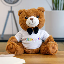 Load image into Gallery viewer, Adorable Teddy Bear Plush Toy with &#39;Bourgeois&#39; T-Shirt | Perfect Gift for Kids &amp; Adults, Baby Shower, Birthday, Cute Home Decor
