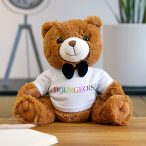 Adorable Teddy Bear Plush Toy with 'Bourgeois' T-Shirt | Perfect Gift for Kids & Adults, Baby Shower, Birthday, Cute Home Decor
