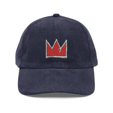 Load image into Gallery viewer, Corduroy Cap - Basquiat Crown Embroidered Hat
