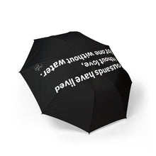 Load image into Gallery viewer, Black Semi-Automatic Foldable Umbrella - &#39;Without Care, Without Water&#39; Design

