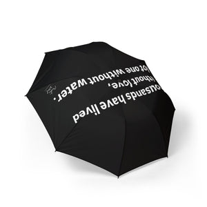Black Semi-Automatic Foldable Umbrella - 'Without Care, Without Water' Design