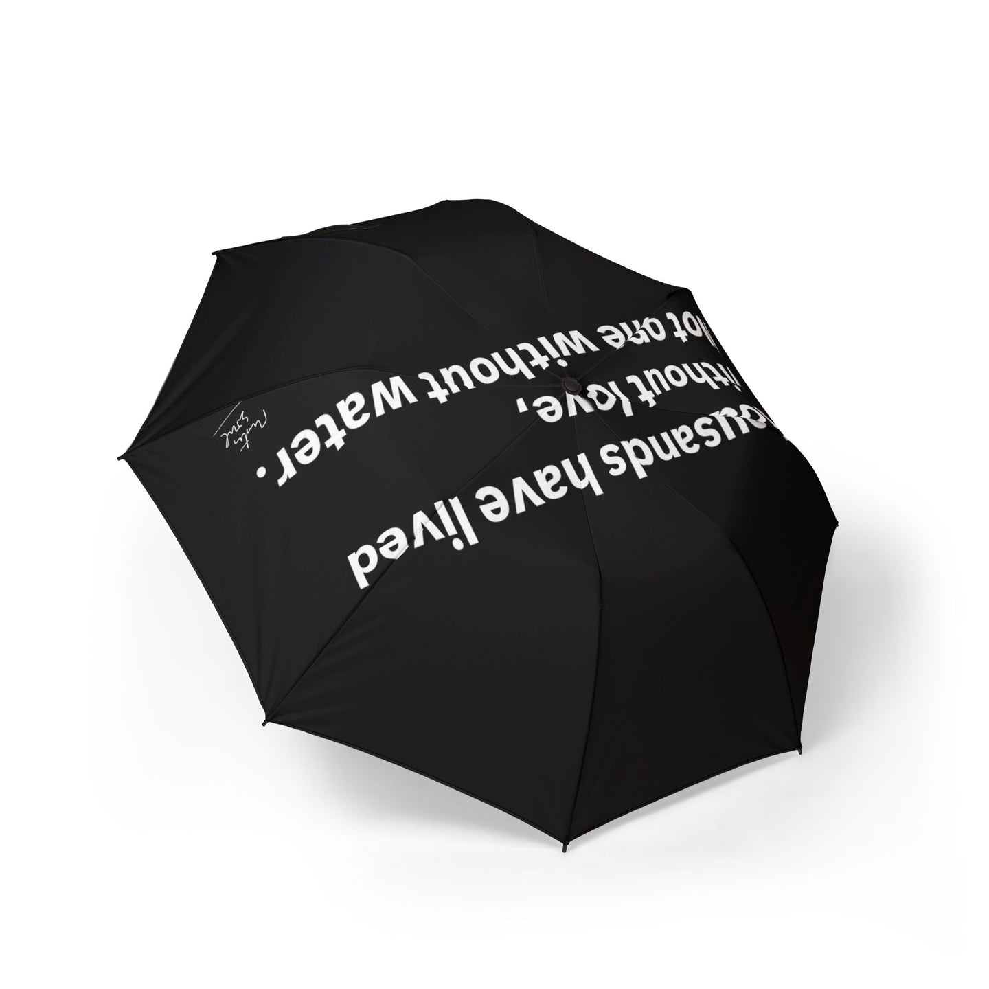 Black Semi-Automatic Foldable Umbrella - 'Without Care, Without Water' Design