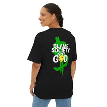 Load image into Gallery viewer, Relaxed Fit Tee, Blame Society Not God, Unisex Tshirt, Oversized Box Tee, Loose Fit Top, Graphic Tee for Men Women, Statement Tee
