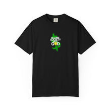 Load image into Gallery viewer, Blame Society Not God Unisex Garment-Dyed T-Shirt - Graphic Tee for Unique Expression
