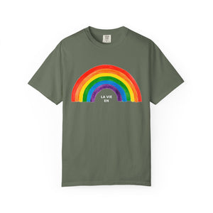 Rainbow Graphic Unisex T-Shirt - "La Vie En Arc-en-Ciel" Inspirational Tee