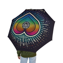 Load image into Gallery viewer, Colorful Heart Pattern Semi-Automatic Foldable Umbrella, Rainbow Umbrella, Unique Gift, Travel Gear, Festival Accessories, Stylish Umbrellas
